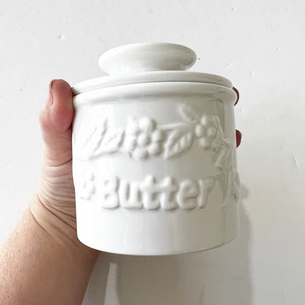 Vintage BUTTER BELL Crock L Tremain 2000 White Fresh and Creamy French Country